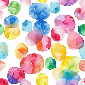 Bright, translucent circles in various colors blend harmoniously against a white backdrop, showcasing an abstract watercolor pattern ideal for creative designs and art applications.