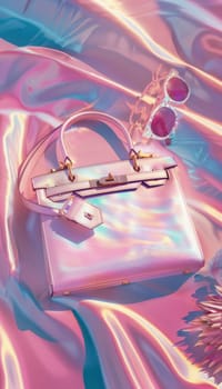Luxurious cyber monday design showcasing high-end fashion accessories including a designer handbag and stylish sunglasses. the gradient background with metallic accents enhances the overall elegant appeal.