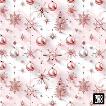 Elegant soft pink christmas background with rose gold decorations for a luxurious festive aesthetic