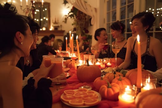 Spooktacular halloween celebration costumed guests, eerie decor, themed treats, and drinks