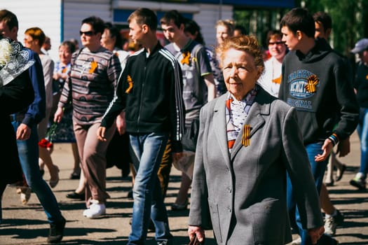 VICHUGA, RUSSIA - MAY 9, 2016: Parade in honor of victory in Second World War, May 9, Russia