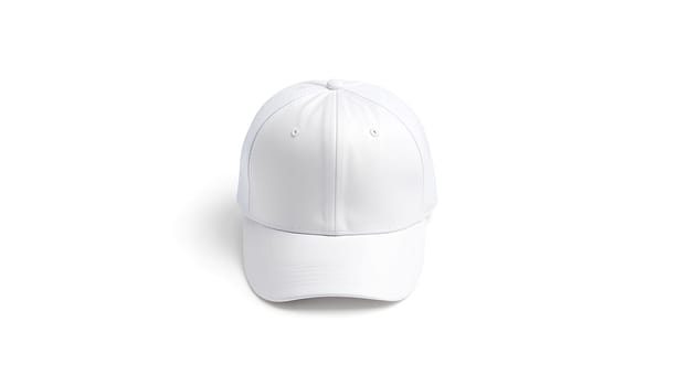Blank white trucker hat mockup, front view. High quality photo.