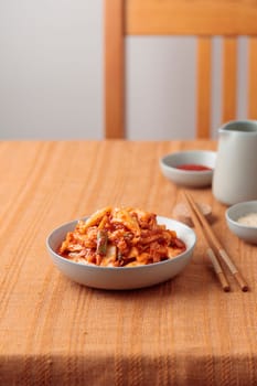 Kimchi, Kimchee in the Bowl, Red Spicy Kim Chi, Hot Fermented Napa Cabbage, Traditional Jimchi, Korean Food