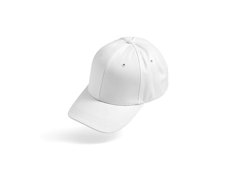 Blank white trucker hat mockup, side view. High quality photo