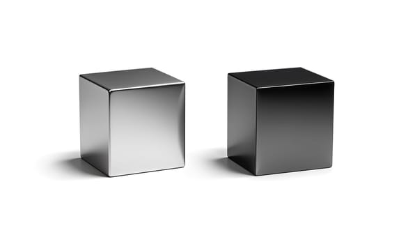 Blank metallic gloss and matte cube mockup set. High quality photo.