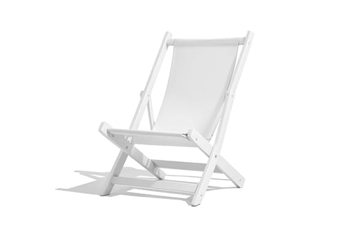 Blank white folding beach chair mock up, side view. High quality photo.