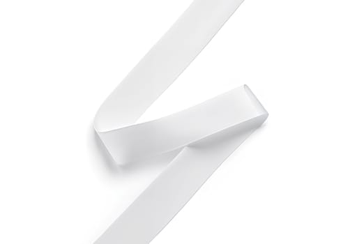 Blank white curl silk ribbon mock up, isolated. High quality photo.