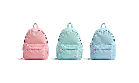Blank colored closed backpack with zipper mockup, front view. High quality photo.