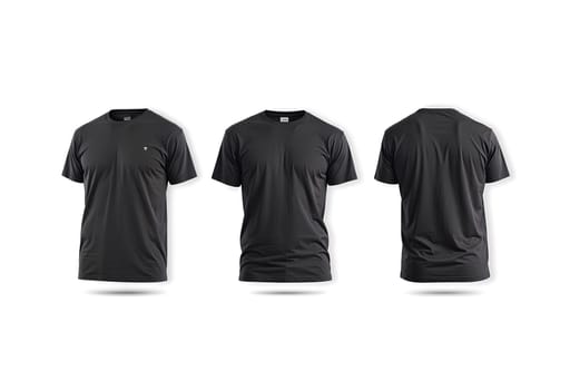 Blank black wrinkled t-shirt mock up, front and side view. High quality photo.