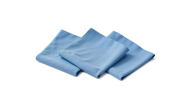 Blank colored folded fabric samples mockup, side view. High quality photo.