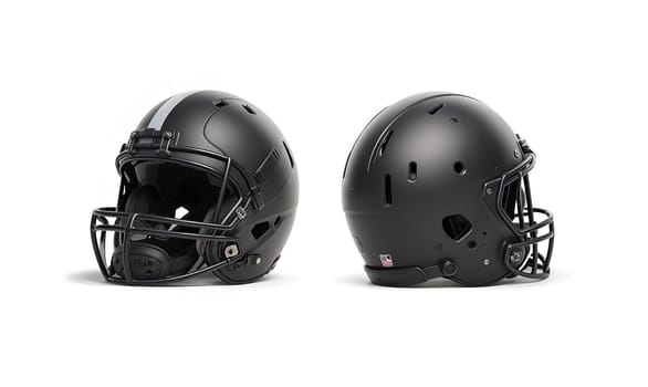 Blank black American football helmet mockup, side view. High quality photo.