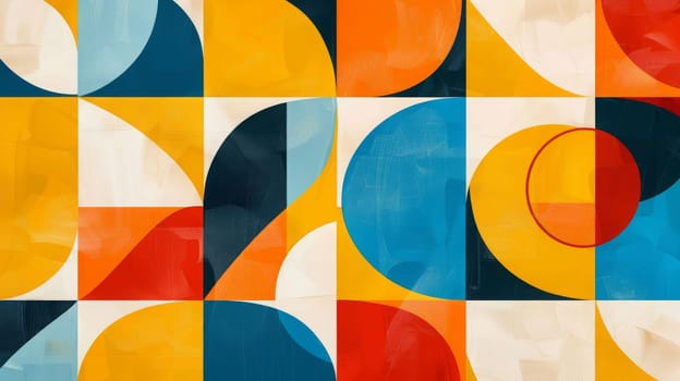 A vibrant abstract background featuring a mix of geometric shapes and bold colors, including shades of blue, orange, yellow, and red. the dynamic composition and textured patterns make it perfect for modern design projects, prints, and digital art.