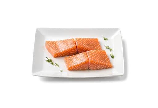 Blank white box pack with salmon mockup, isolated. High quality photo.