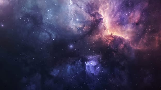 Featuring a serene and expansive view of the cosmos, this image showcases a colorful nebula with stars and dust clouds. the vibrant colors and mesmerizing patterns provide a captivating background perfect for use in spacethemed designs, prints, and posters.