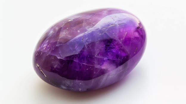 A detailed closeup photograph showcasing a single, polished sugilite gem. the vibrant purple hues and smooth, lustrous surface highlight the gem natural beauty, making it a perfect subject for jewelry design inspiration, prints, and posters.