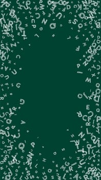 Falling letters of English language. Colorful childish flying characters of Latin alphabet. Foreign languages study concept. Back to school banner .