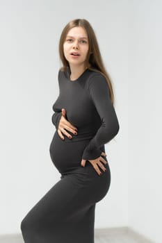 pregnancy tummy dress maternity mother positive black girl background expectant motherhood female