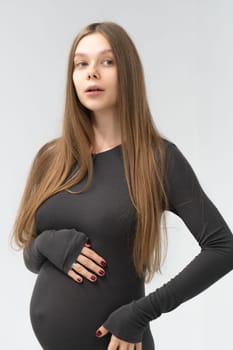 black dress expectant girl background pregnancy mother motherhood female tummy maternity positive