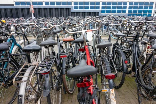 Netherlands. A small part of the huge bicycle parking near Amsterdam Central Station