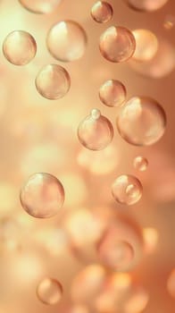 Abstract background showing transparent spheres floating in pink liquid with a 9,16 aspect ratio, perfect for mobile phone wallpaper
