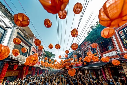 Vibrant fireworks and firecrackers illuminate the night sky during lunar new year celebrations