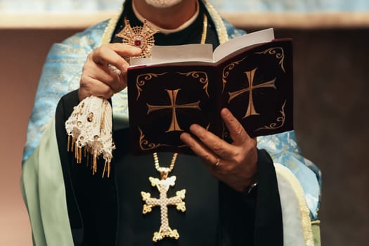 Armenian priest with a cross. Apostolic Church.