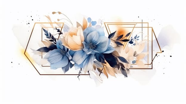 Watercolor abstract design for background of wedding or buzzy social media banner on white background generative AI