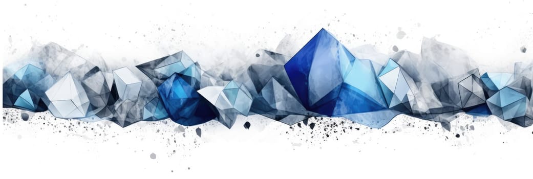 Abstract watercolor artwork mixed with buzzy geometric shapes for background of social media banner generative AI image