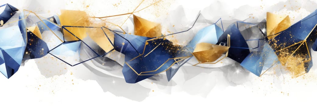 Abstract watercolor artwork mixed with buzzy geometric shapes for background of social media banner generative AI image