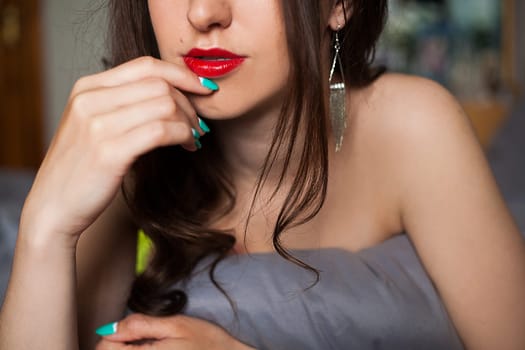 A Sexy beautiful brunette girl in underclothes