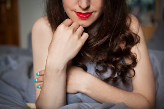 A Sexy beautiful brunette girl in underclothes