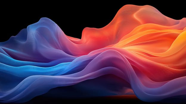 Flowing abstract fabric in vibrant colors creates mesmerizing visual effect.