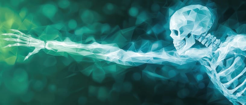 Dancing geometric skeletons create mesmerizing visual pattern.