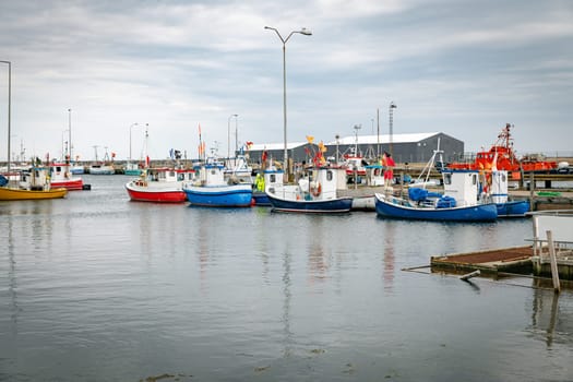 hansholm,denmark,18-08-2024,Fishing boats for highseas fishing are docked in the harbor in Hanstholm, Denmark