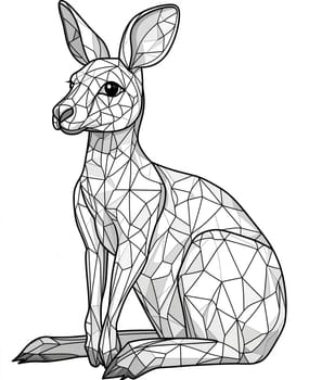 Coloring page for kids, coloring animal, kangaroo from geometric shapes