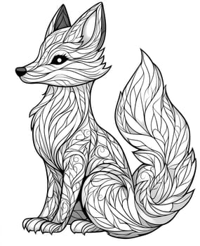 Coloring page for kids, coloring animal, fox from geometric shapes