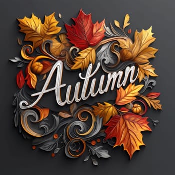 A creative arrangement features curling autumn leaves in shades of orange and gold, beautifully enhanced by decorative elements, capturing the essence of fall.