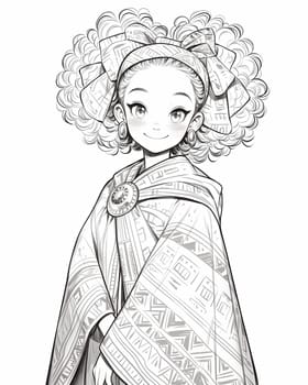 Coloring page for kids, coloring page teenage girl