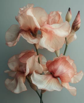 Iris flower on an abstract colored background. Selective focus.