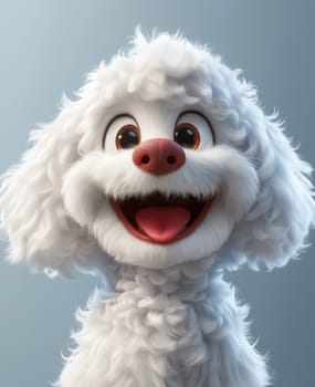 Illustration of a smiling dog on a white background. Selective focus.