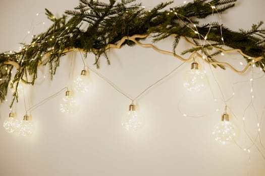 Luminous garland in the Christmas interior