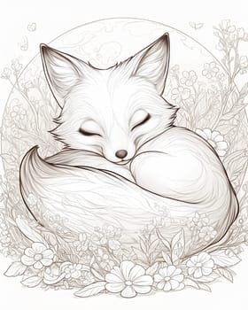Coloring page for kids, coloring page animal fox