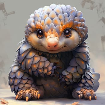 Wild animal pangolin in cartoon style. Selective focus.