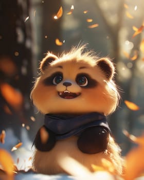 Illustration for children, cute panda bear on white background. Selective focus.