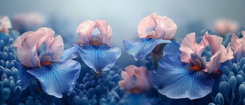 Iris flower on an abstract colored background. Selective focus.