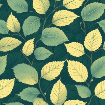 Seamless pattern with leaves on a green background. Selective focus.