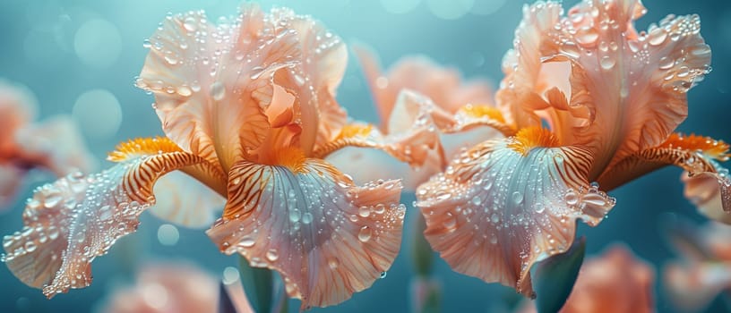 Iris flower on an abstract colored background. Selective focus.