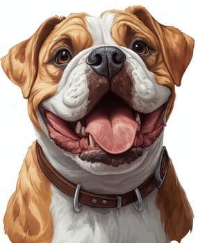 Illustration of a smiling dog on a white background. Selective focus.