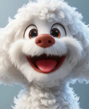 Illustration of a smiling dog on a white background. Selective focus.