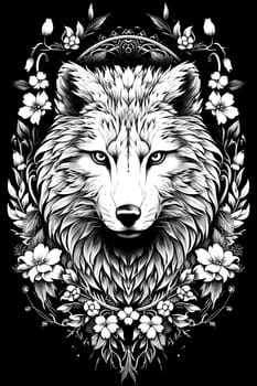 Coloring for kids, coloring animal wolf on a black background